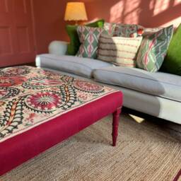 Bespoke Suzani Bamboo Ottoman - thumbnail 2