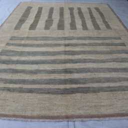 8x11 Ft Afghan Morrcan Farmhouse Area Rug, Luxury White Handmade Low Pile Wool Brand New Livingroom Office Rug - thumbnail 2