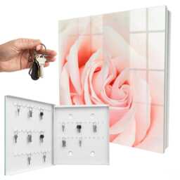 Romantic Rose Wall Mounted Key Cabinet, Pink Box For Wall, Minimalist Flowers & Plants, Lovers Of Nature Subtle Beauty - thumbnail 2