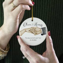 First Christmas Married Ornaments, Wedding Anniversary Gift, Our Couple Ornament, First Married, 1 Year Gift - thumbnail 2
