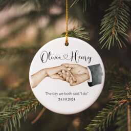 First Christmas Married Ornaments, Wedding Anniversary Gift, Our Couple Ornament, First Married, 1 Year Gift - thumbnail 1
