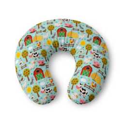 Farm Animals Nursing Pillow Cover - Barnyard Baby Pattern, Cow Pig Chick Trees
