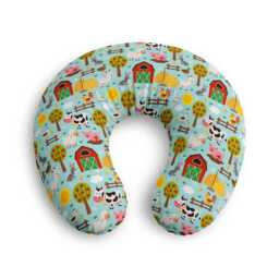 Farm Animals Nursing Pillow Cover - Barnyard Baby Pattern, Cow Pig Chick Trees - thumbnail 2