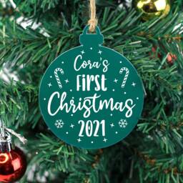 Personalised First Christmas Ornament, 2024 Bauble, Baby's 1st Christmas, Red Acrylic Hanging Tree Decoration - thumbnail 2