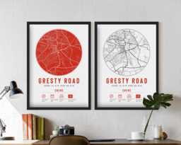 Crewe Alexandra Fc Gresty Road Minimalist Map Prints & Frames - Railwaymen F.c. Memorabilia Gift Decor Dad Granddad Uncle Brother Football - thumbnail 1