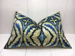 Ikat Silk Pillow Cover - 16x24 - Handwoven Accent Cushion - thumbnail 1
