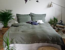 Green Bedding Duvet Cover & Pillowcases, Handmade Of High Quality 100% Linen, Single, Twin, Double, Full, Queen, Kin, G Custom Sizes - thumbnail 1