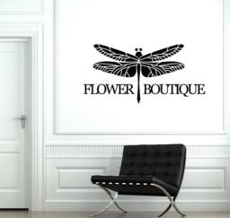 Flower Boutique Vinyl Wall Decal Dragonfly Shop Decor Stickers Mural - #2790Di - thumbnail 1
