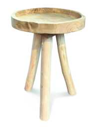 Teak Three Leg Circular Tray Top Lamp Table 40cm