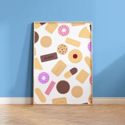 Biscuit Pattern Wall Art Print, Kitchen Poster, Cute Food For Kitchen, Dining Room, Retro British Print 2228 - thumbnail 2