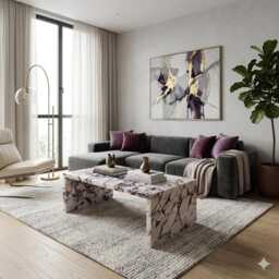 Calacatta Viola Genuine Marble Waterfall Coffee Table - thumbnail 2