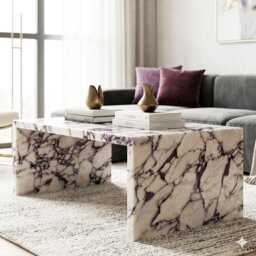 Calacatta Viola Genuine Marble Waterfall Coffee Table