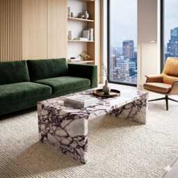 Calacatta Viola Genuine Marble Waterfall Coffee Table - thumbnail 4