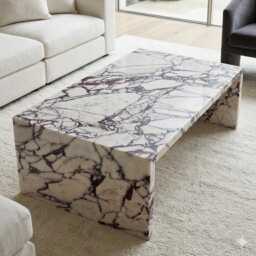 Calacatta Viola Genuine Marble Waterfall Coffee Table - thumbnail 3