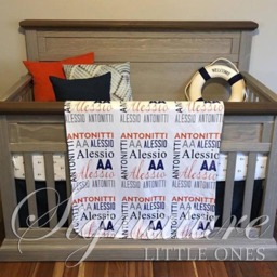 Personalized Baby Blanket, Monogrammed Name Swaddle Receiving Shower Gift, Birth Announcement Blanket