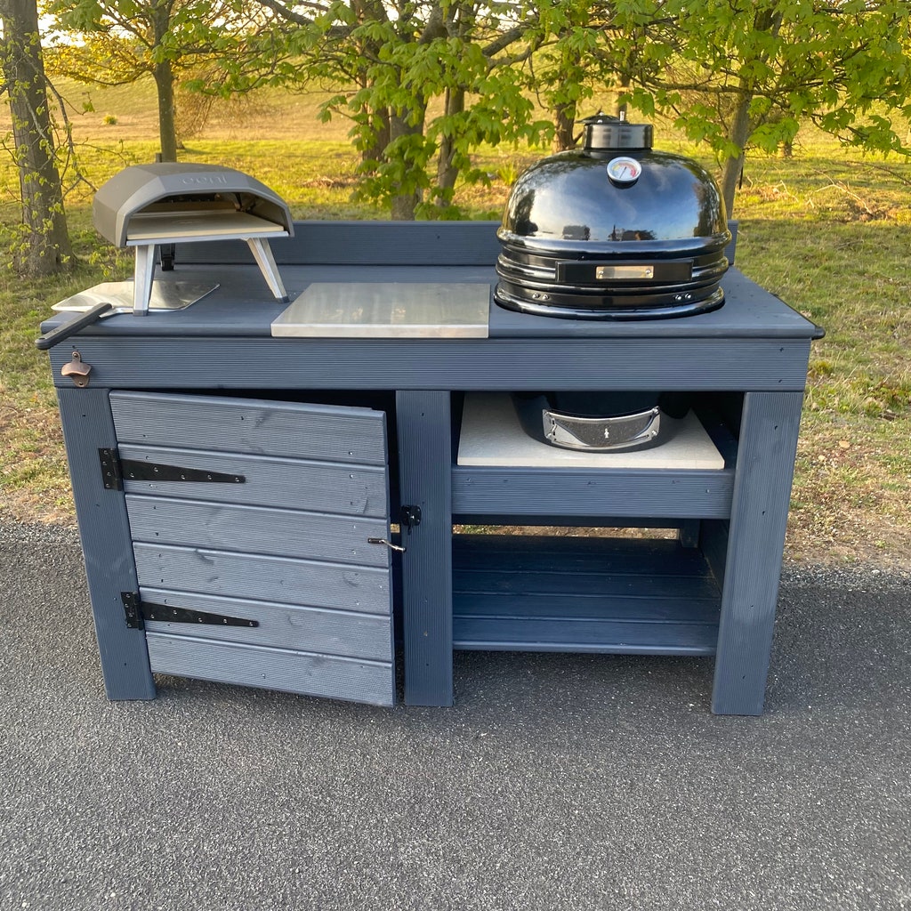 Kamado Table With Storage, Bge, Bbq Pizza Storage Cupboard