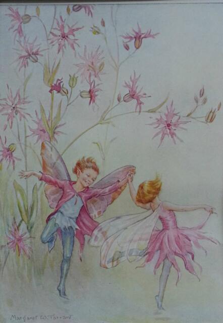 Margaret Tarrant Rare Vintage Flower Fairy Print Ragged Robin Mounted 1936 Fairies Childs Nursery Ready To Frame - image 1