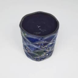 Galaxy Pen Pot/Desk Tidy - Midnight Blue Ceramic With Metallic Stars - Stationary Holder, Utensil/Pencil Desk & Office Decor - thumbnail 2
