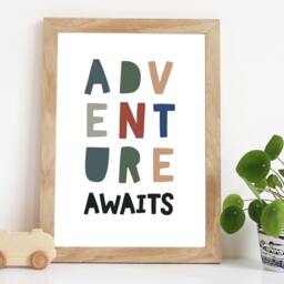 Adventure Awaits Print, Boys Nursery Prints, Wall Art, Bedroom Decor, Playroom - thumbnail 1