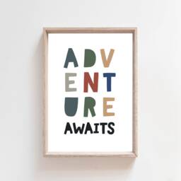 Adventure Awaits Print, Boys Nursery Prints, Wall Art, Bedroom Decor, Playroom - thumbnail 2
