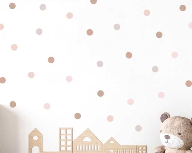 Boho Polka Dot Wall Decals Neutral Earth Tones Nursery Decor - image 1