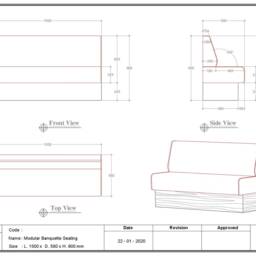 Modular Plain Back Banquette Fitted Bench Booth Seating - Cafe, Kitchen, Bar - thumbnail 4