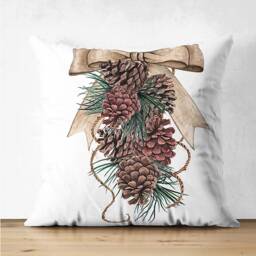 Christmas Candles Suede Cushion Covers With Lantern, Pine Cone, Wood & Leaves - Double Sided Printed Soft Fabric Multi-Sizes - thumbnail 3