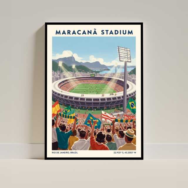 Maracan?? Stadium Football Poster - Soccer Fan Rio De Janeiro Brazil Wall Art Print Illustration - image 1