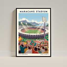 Maracan?? Stadium Football Poster - Soccer Fan Rio De Janeiro Brazil Wall Art Print Illustration - thumbnail 1