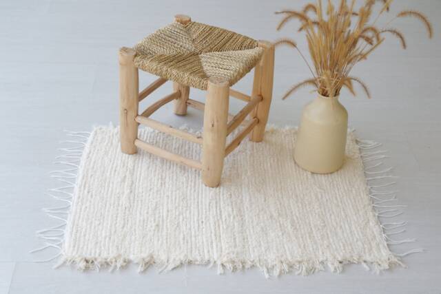 Mini Handwoven Cream Rug, Cotton Bathroom Mat, Bedroom Entry Kitchen Bohemian Gift For Mom, Machine Washable Rug - image 1
