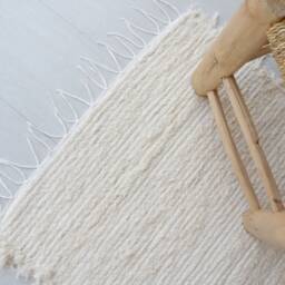Mini Handwoven Cream Rug, Cotton Bathroom Mat, Bedroom Entry Kitchen Bohemian Gift For Mom, Machine Washable Rug - thumbnail 4