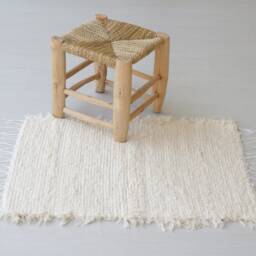 Mini Handwoven Cream Rug, Cotton Bathroom Mat, Bedroom Entry Kitchen Bohemian Gift For Mom, Machine Washable Rug - thumbnail 2