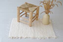 Mini Handwoven Cream Rug, Cotton Bathroom Mat, Bedroom Entry Kitchen Bohemian Gift For Mom, Machine Washable Rug