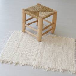Mini Handwoven Cream Rug, Cotton Bathroom Mat, Bedroom Entry Kitchen Bohemian Gift For Mom, Machine Washable Rug - thumbnail 3