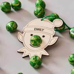Personalized Chocolate Elf Decoration - Christmas Stocking Filler - thumbnail 2