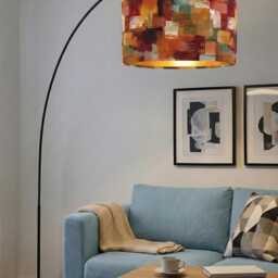 Handmade By Order Luxury Multi Colour Brush Strokes Abstract Art Print Velvet Drum Lamp Shade Pendant Light All Shapes & Sizes - thumbnail 2