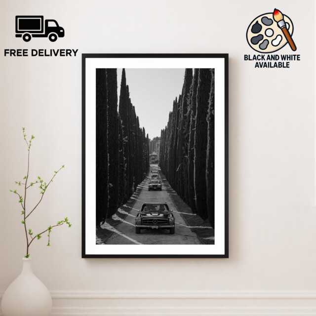Vintage Classic Car Print, Luxury Mercedes Rolls Royce, Fine Art Photography Wall Art, Museum Quality Black & White Poster - image 1