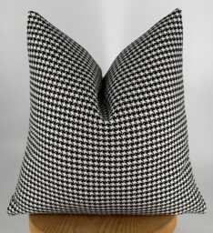 Black & White Houndstooth Pillowcase, Decorative Throw Pillow For Couch Or Bed, Modern Farmhouse Decor, 20x20 - thumbnail 1