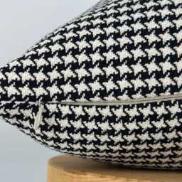 Black & White Houndstooth Pillowcase, Decorative Throw Pillow For Couch Or Bed, Modern Farmhouse Decor, 20x20 - thumbnail 2