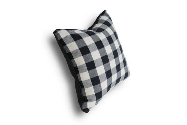 Black Plaid Cotton Pillow - image 1