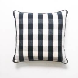 Black Plaid Cotton Pillow - thumbnail 2