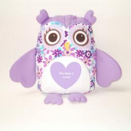 Owl Pillow Cover Amd Pillow, Throw Monogram , Designer Custom Baby Purple, White - thumbnail 3