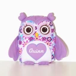 Owl Pillow Cover Amd Pillow, Throw Monogram , Designer Custom Baby Purple, White - thumbnail 2