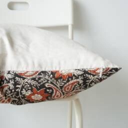 "Block Print Pillow Cover Floral Batik, Boho Farmhouse Decor - 20"" X 20" - thumbnail 3