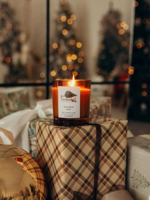 Christmas Pine Soy Candle Festive Gift For Her Christmas Fir Holiday Decor Spruce Box - image 1