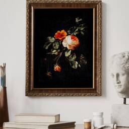 Antique Flower Painting, Floral Print, Still Life With Roses , Dark Academia Decor, Moody Wall Art, Botanical Digital Oil Painting - thumbnail 3