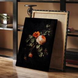 Antique Flower Painting, Floral Print, Still Life With Roses , Dark Academia Decor, Moody Wall Art, Botanical Digital Oil Painting - thumbnail 2