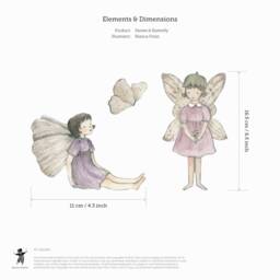 Fairies & Butterfly Fabric Wall Stickers. Removable & Reusable. Bianca Pozzi Collection - thumbnail 2