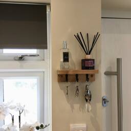 Handmade Oak Waxed Key Holder Shelf - Slimline Entryway Organiser - thumbnail 3