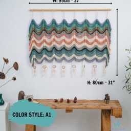 Extra Large Macrame Wall Hanging Woven Bohemian Mural, 29.5x31 Inches - thumbnail 2